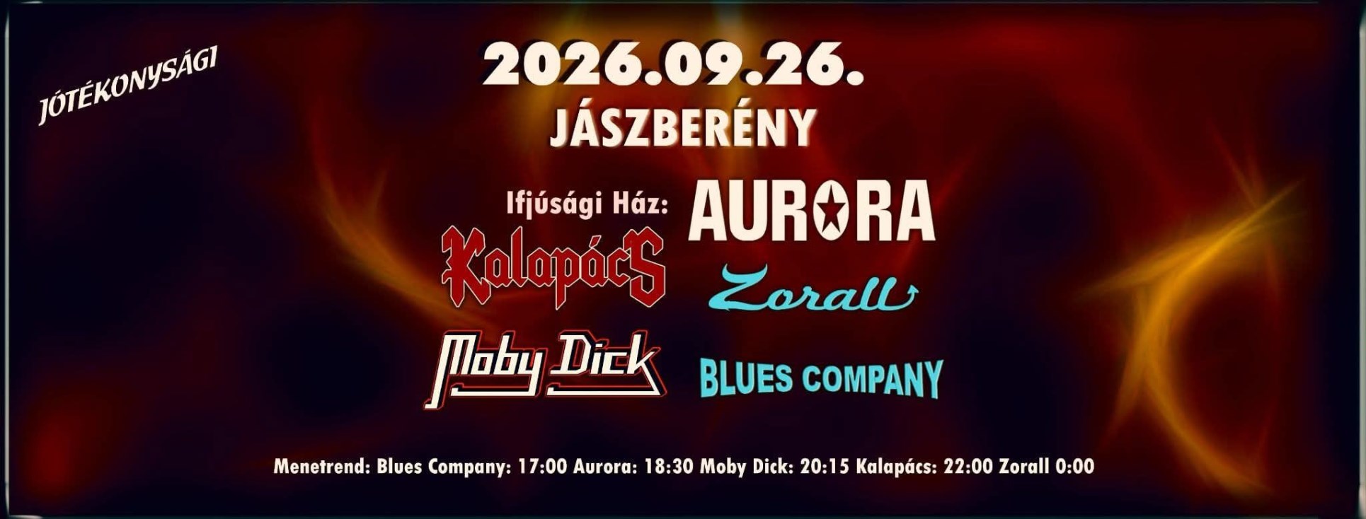 Jászberény Kalapács, Moby Dick, Aurora, Zorall, Blues Company koncert